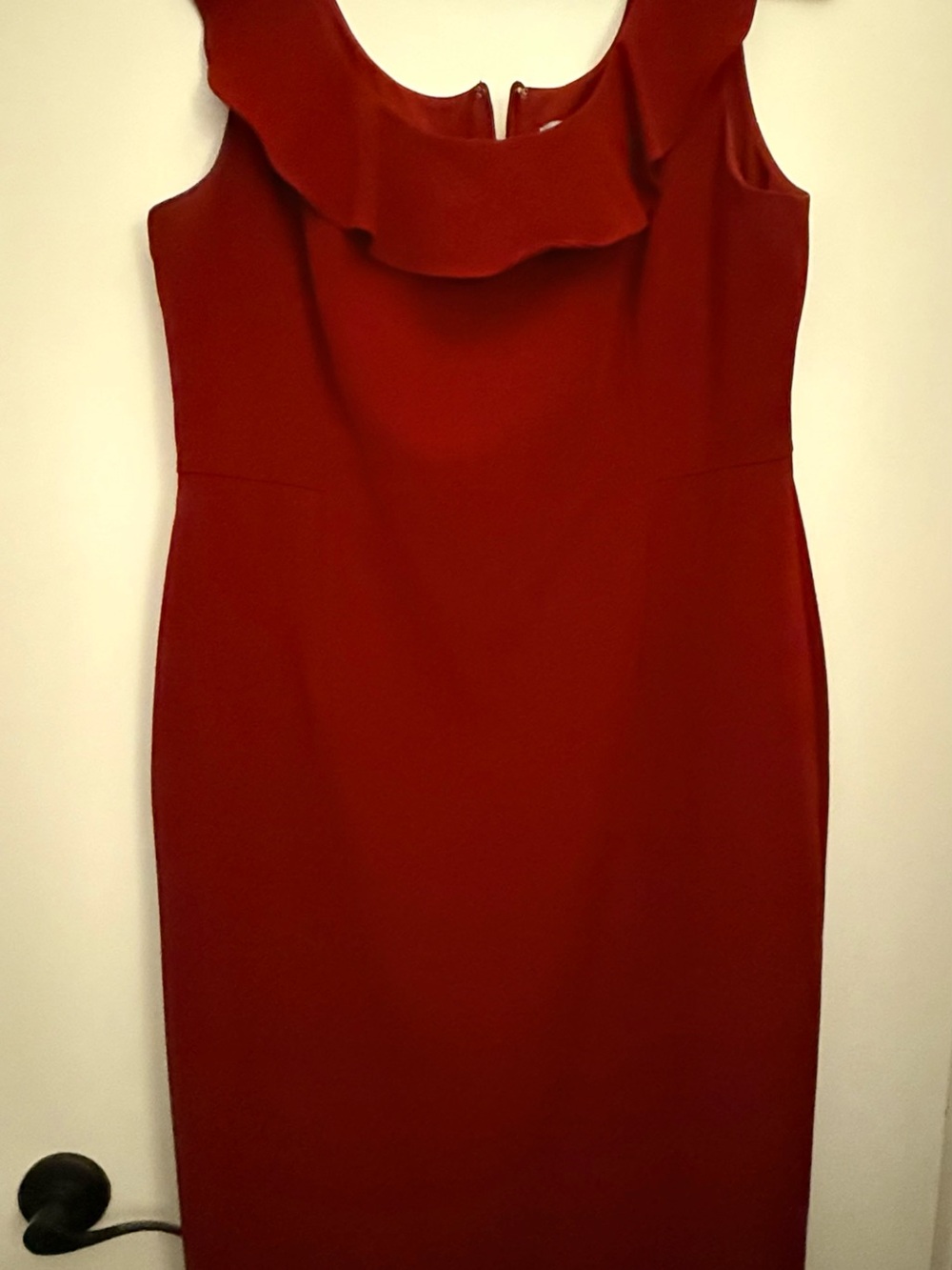 ANTONIO MELANI Red Sleeveless Ruffle Sheath Dress